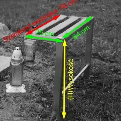 Wymiary ławki cmentarznej: szerokość siedziska 76 cm, głębokość 25 cm, wysokość 84 cm. Jak zamontować ławkę na cmentarzu?