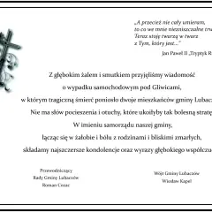 Wzór pożegnania rodziny w imieniu zmarłego. Kondolencje dla rodzin po tragicznej śmierci mieszkańców gminy Lubaczów.
