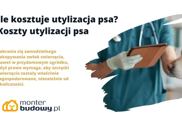 Weterynarz z tabletem i pies. Informacje o kosztach utylizacji psa i zakazie samodzielnego zakopywania.