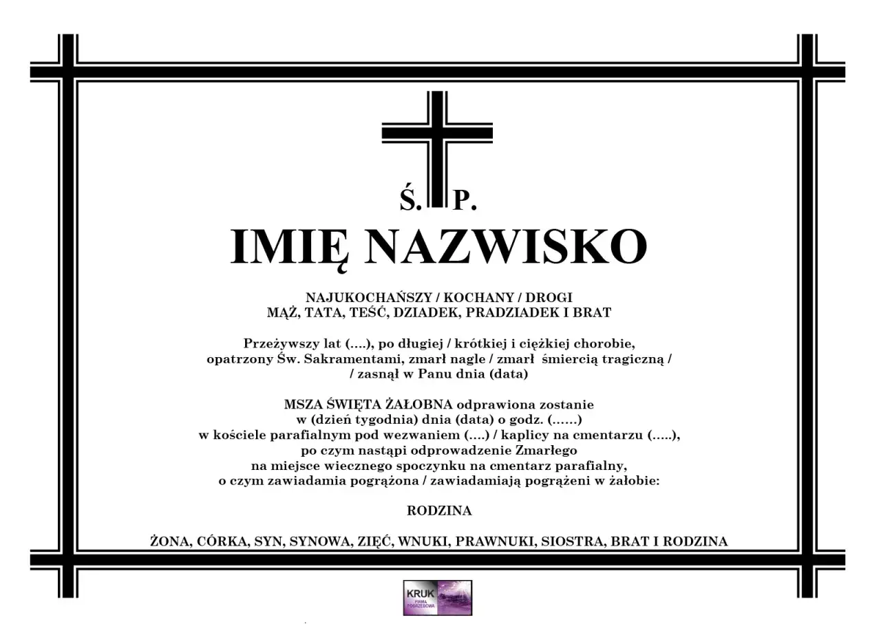 Zawiadomienie o pogrzebie: imię i nazwisko, data śmierci, msza żałobna, pogrzeb. Jak sprawdzić datę pogrzebu? Informacje o terminie i miejscu.